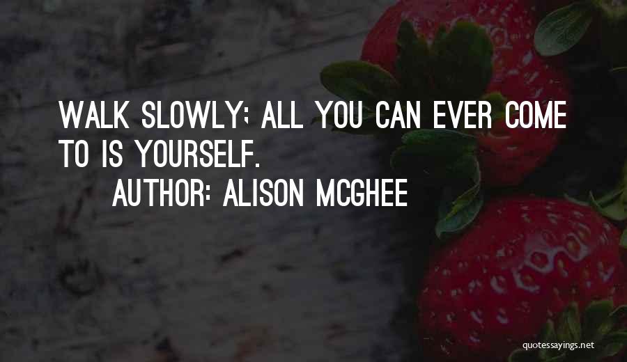 Alison McGhee Quotes: Walk Slowly; All You Can Ever Come To Is Yourself.