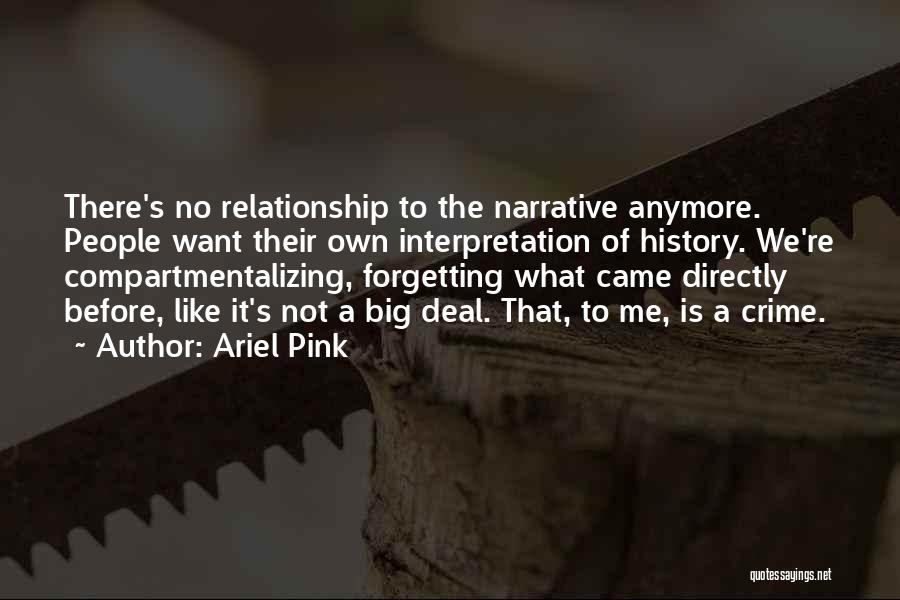 Ariel Pink Quotes: There's No Relationship To The Narrative Anymore. People Want Their Own Interpretation Of History. We're Compartmentalizing, Forgetting What Came Directly