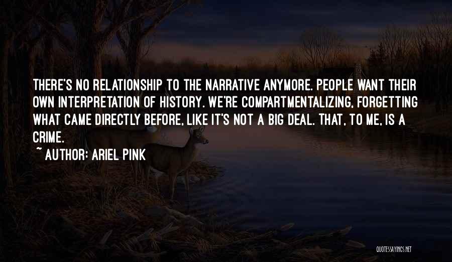 Ariel Pink Quotes: There's No Relationship To The Narrative Anymore. People Want Their Own Interpretation Of History. We're Compartmentalizing, Forgetting What Came Directly