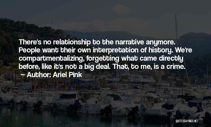 Ariel Pink Quotes: There's No Relationship To The Narrative Anymore. People Want Their Own Interpretation Of History. We're Compartmentalizing, Forgetting What Came Directly