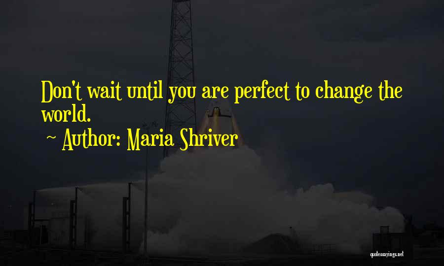 Maria Shriver Quotes: Don't Wait Until You Are Perfect To Change The World.