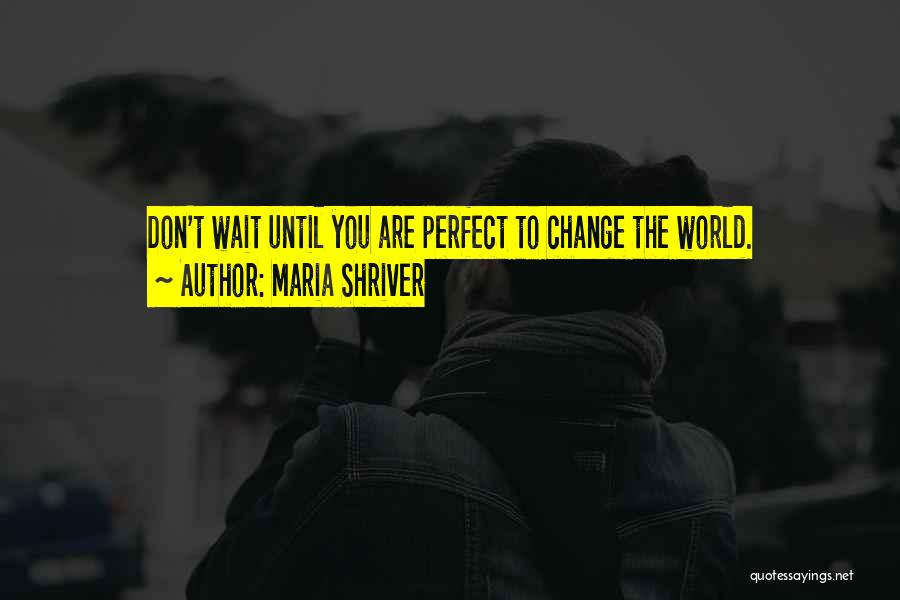 Maria Shriver Quotes: Don't Wait Until You Are Perfect To Change The World.