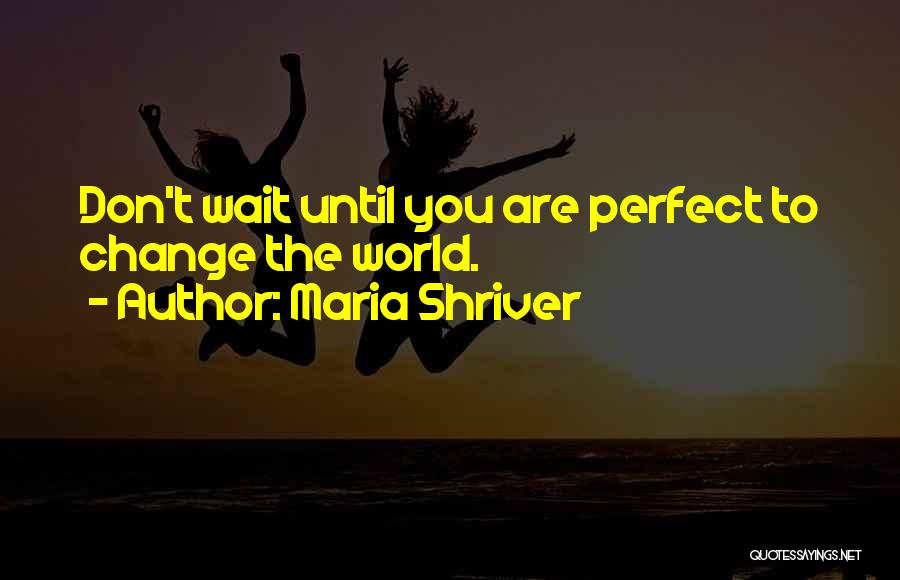 Maria Shriver Quotes: Don't Wait Until You Are Perfect To Change The World.