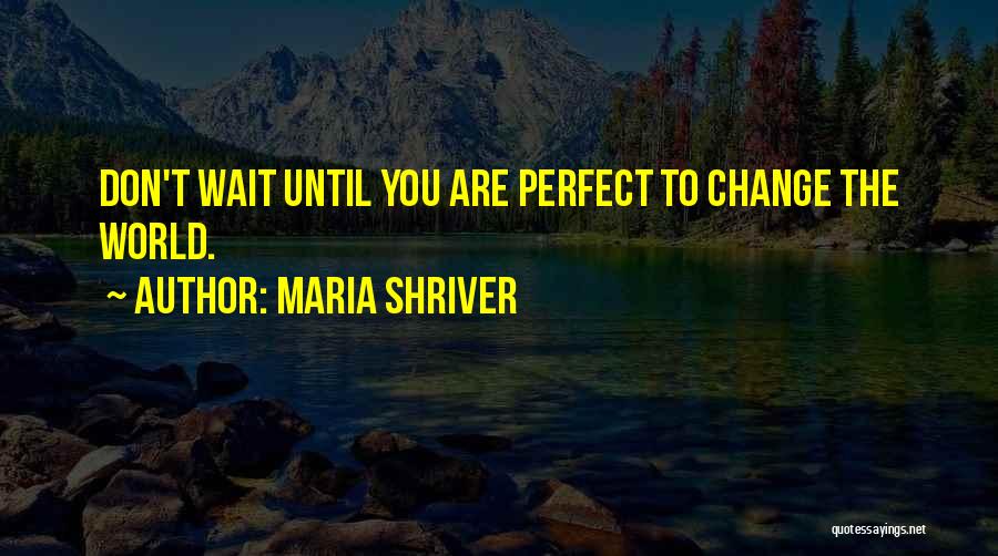 Maria Shriver Quotes: Don't Wait Until You Are Perfect To Change The World.