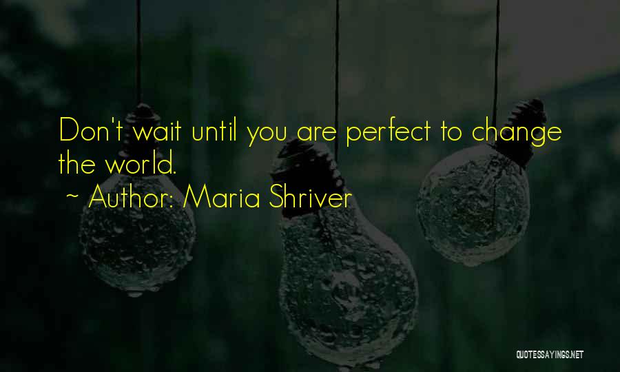 Maria Shriver Quotes: Don't Wait Until You Are Perfect To Change The World.