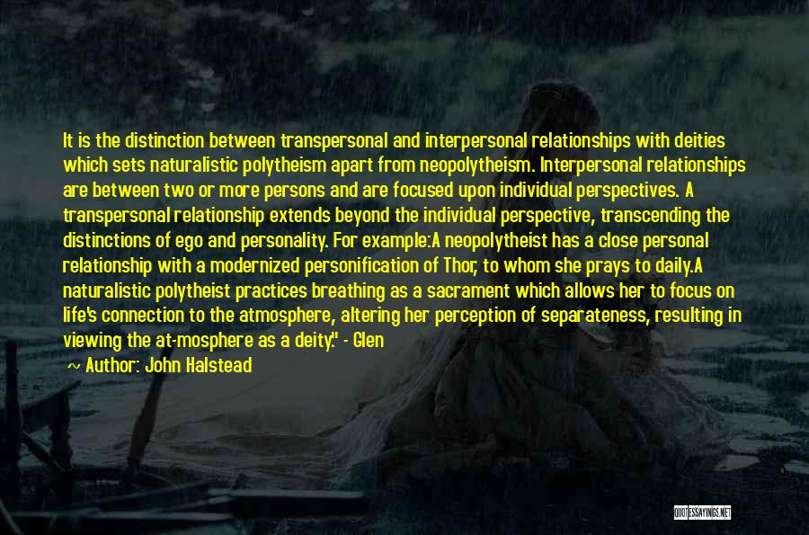 John Halstead Quotes: It Is The Distinction Between Transpersonal And Interpersonal Relationships With Deities Which Sets Naturalistic Polytheism Apart From Neopolytheism. Interpersonal Relationships
