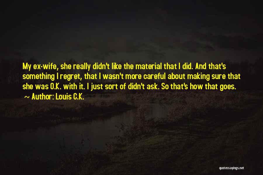 Louis C.K. Quotes: My Ex-wife, She Really Didn't Like The Material That I Did. And That's Something I Regret, That I Wasn't More