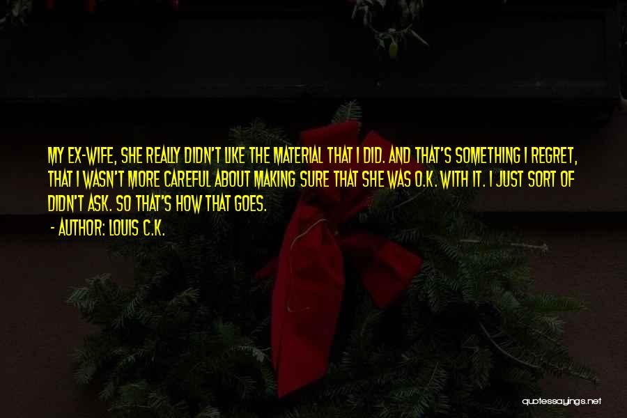 Louis C.K. Quotes: My Ex-wife, She Really Didn't Like The Material That I Did. And That's Something I Regret, That I Wasn't More