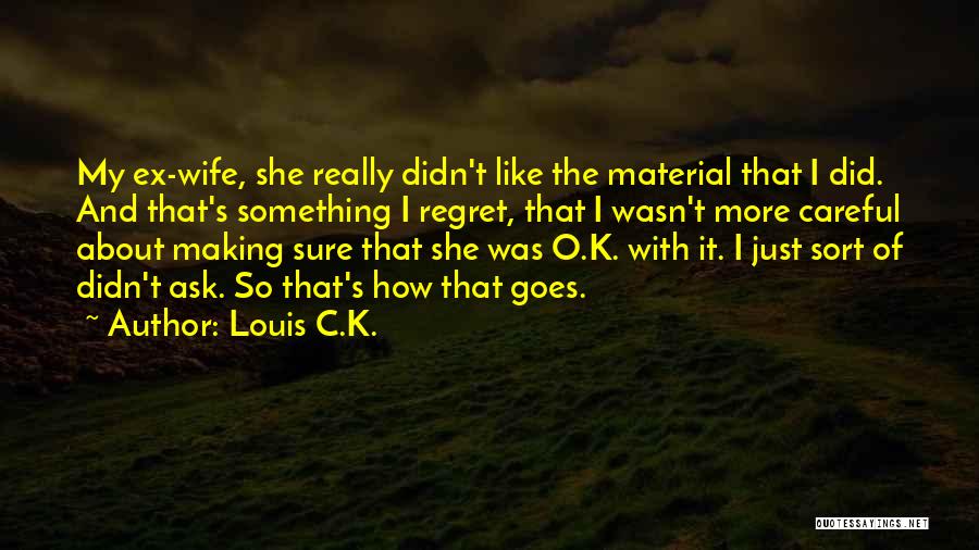 Louis C.K. Quotes: My Ex-wife, She Really Didn't Like The Material That I Did. And That's Something I Regret, That I Wasn't More