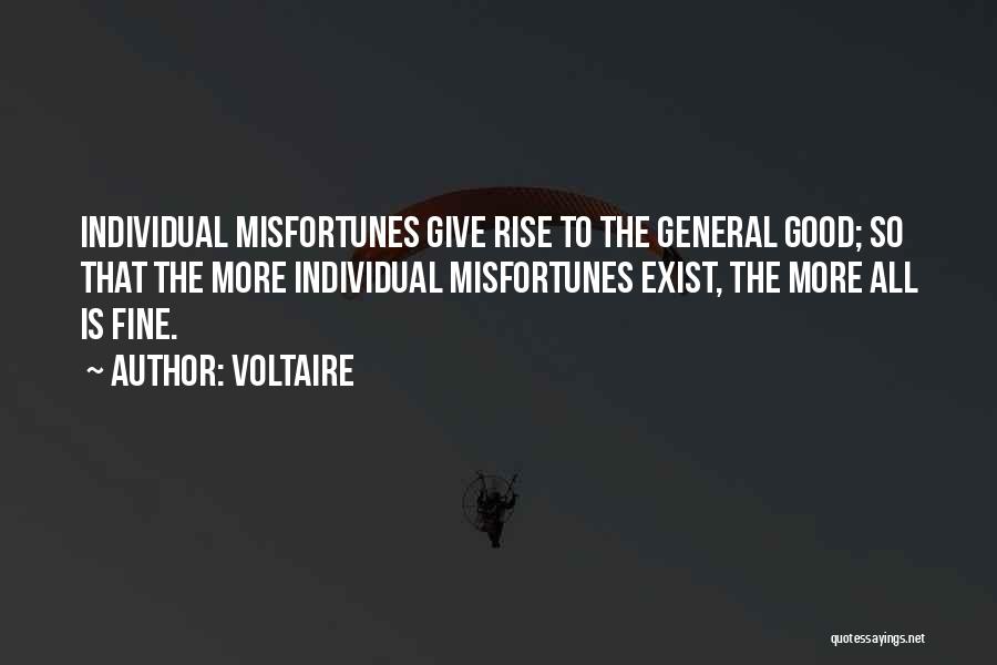 Voltaire Quotes: Individual Misfortunes Give Rise To The General Good; So That The More Individual Misfortunes Exist, The More All Is Fine.