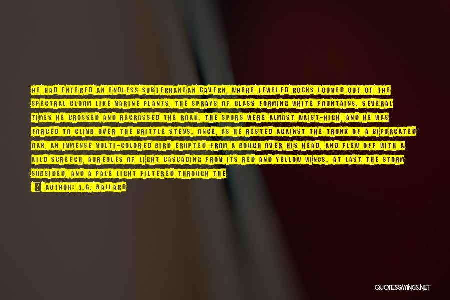 J.G. Ballard Quotes: He Had Entered An Endless Subterranean Cavern, Where Jeweled Rocks Loomed Out Of The Spectral Gloom Like Marine Plants, The