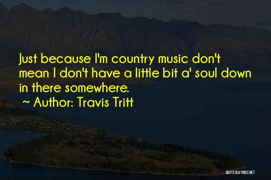 Travis Tritt Quotes: Just Because I'm Country Music Don't Mean I Don't Have A Little Bit A' Soul Down In There Somewhere.