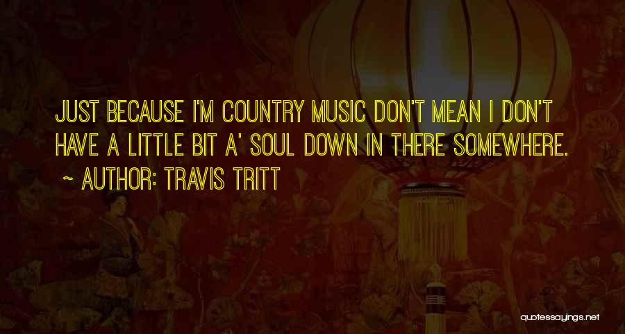Travis Tritt Quotes: Just Because I'm Country Music Don't Mean I Don't Have A Little Bit A' Soul Down In There Somewhere.
