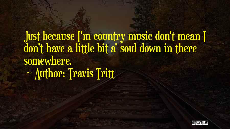 Travis Tritt Quotes: Just Because I'm Country Music Don't Mean I Don't Have A Little Bit A' Soul Down In There Somewhere.