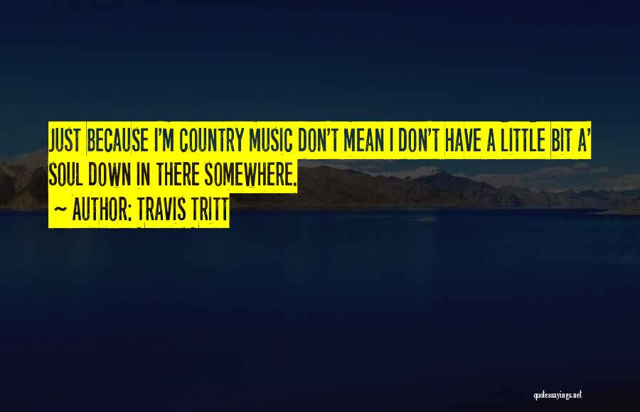 Travis Tritt Quotes: Just Because I'm Country Music Don't Mean I Don't Have A Little Bit A' Soul Down In There Somewhere.