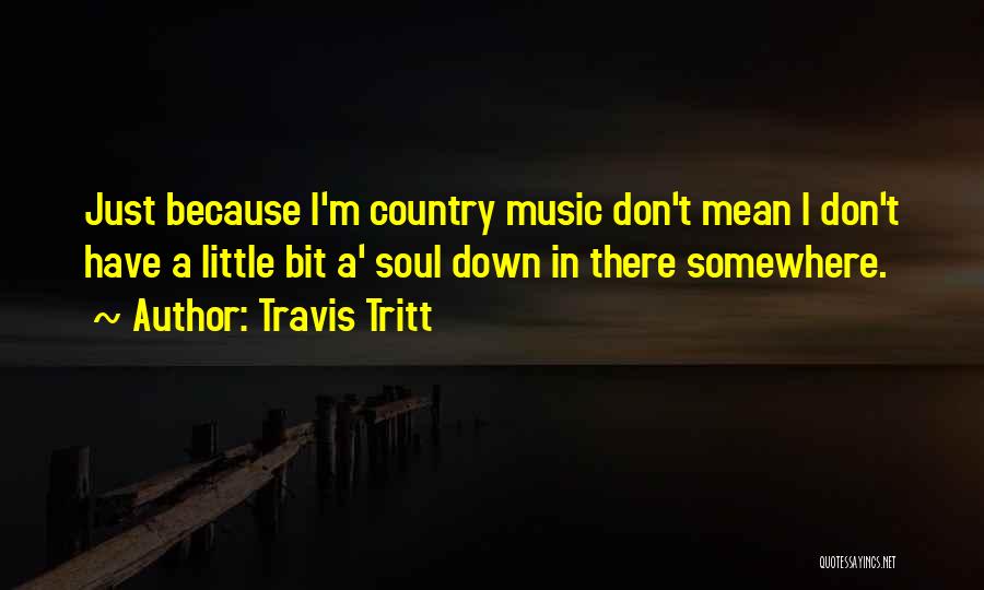 Travis Tritt Quotes: Just Because I'm Country Music Don't Mean I Don't Have A Little Bit A' Soul Down In There Somewhere.