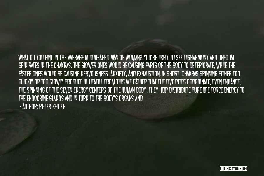 Peter Kelder Quotes: What Do You Find In The Average Middle-aged Man Of Woman? You're Likely To See Disharmony And Unequal Spin Rates