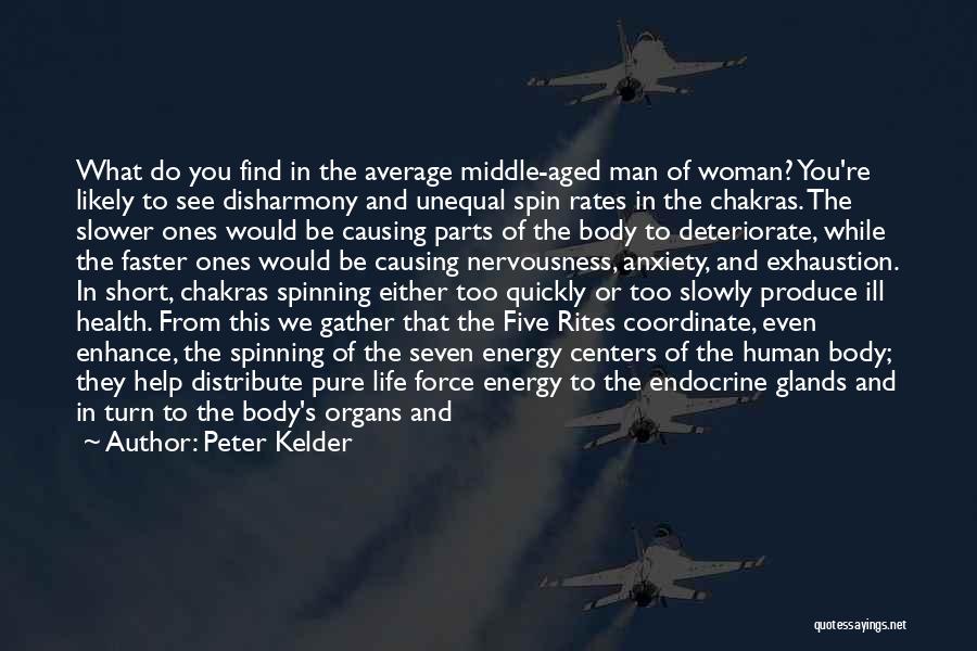 Peter Kelder Quotes: What Do You Find In The Average Middle-aged Man Of Woman? You're Likely To See Disharmony And Unequal Spin Rates