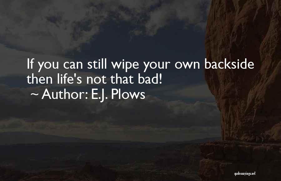 E.J. Plows Quotes: If You Can Still Wipe Your Own Backside Then Life's Not That Bad!