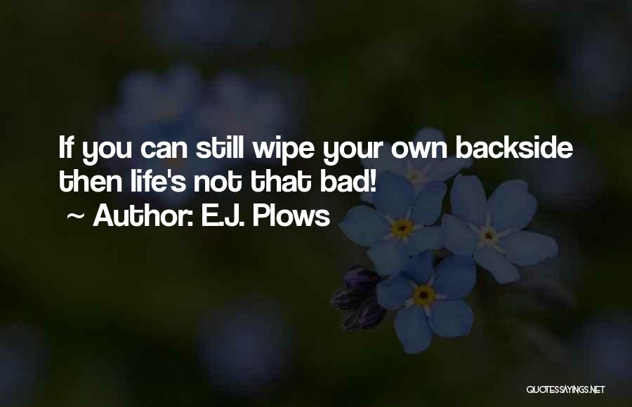 E.J. Plows Quotes: If You Can Still Wipe Your Own Backside Then Life's Not That Bad!