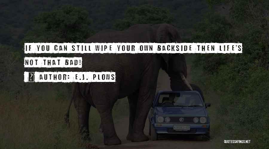 E.J. Plows Quotes: If You Can Still Wipe Your Own Backside Then Life's Not That Bad!