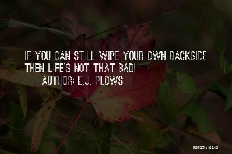 E.J. Plows Quotes: If You Can Still Wipe Your Own Backside Then Life's Not That Bad!