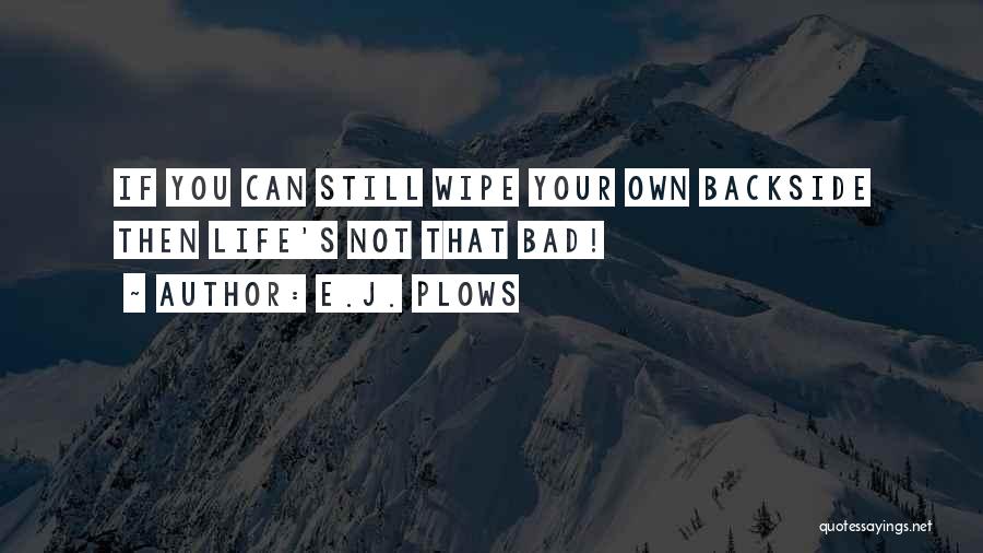 E.J. Plows Quotes: If You Can Still Wipe Your Own Backside Then Life's Not That Bad!