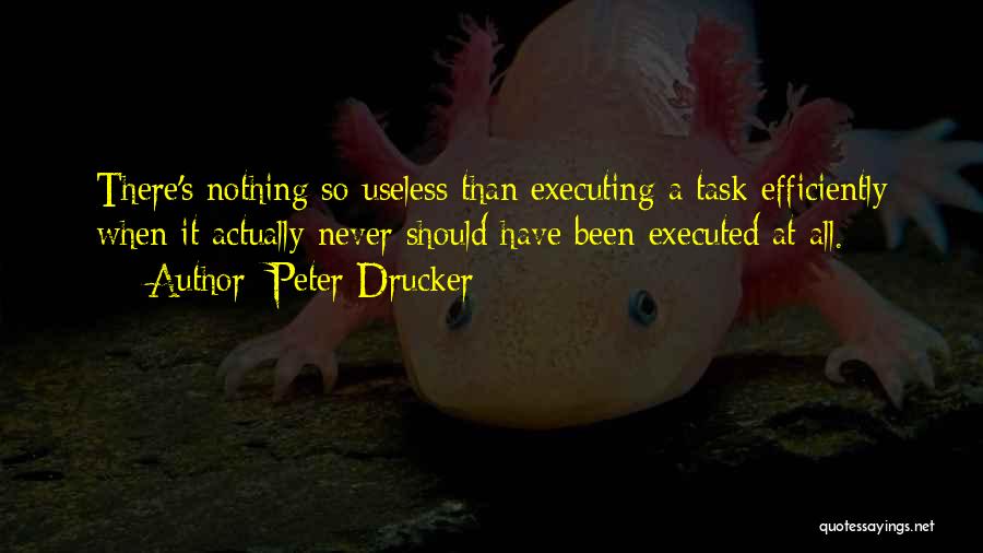 Peter Drucker Quotes: There's Nothing So Useless Than Executing A Task Efficiently When It Actually Never Should Have Been Executed At All.