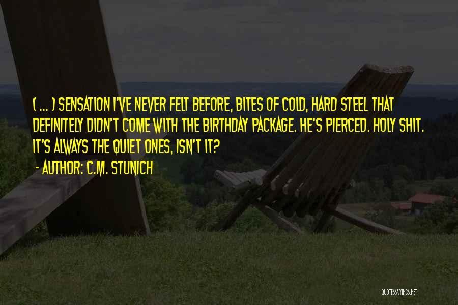 C.M. Stunich Quotes: ( ... ) Sensation I've Never Felt Before, Bites Of Cold, Hard Steel That Definitely Didn't Come With The Birthday