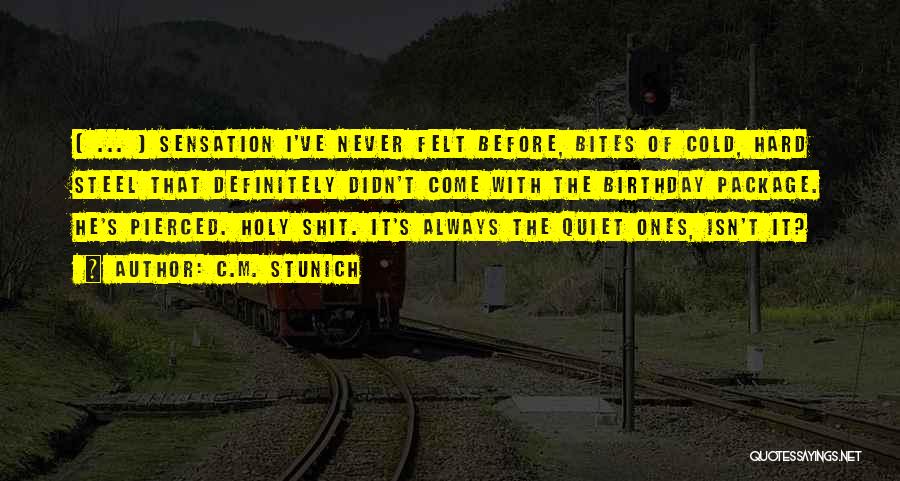 C.M. Stunich Quotes: ( ... ) Sensation I've Never Felt Before, Bites Of Cold, Hard Steel That Definitely Didn't Come With The Birthday