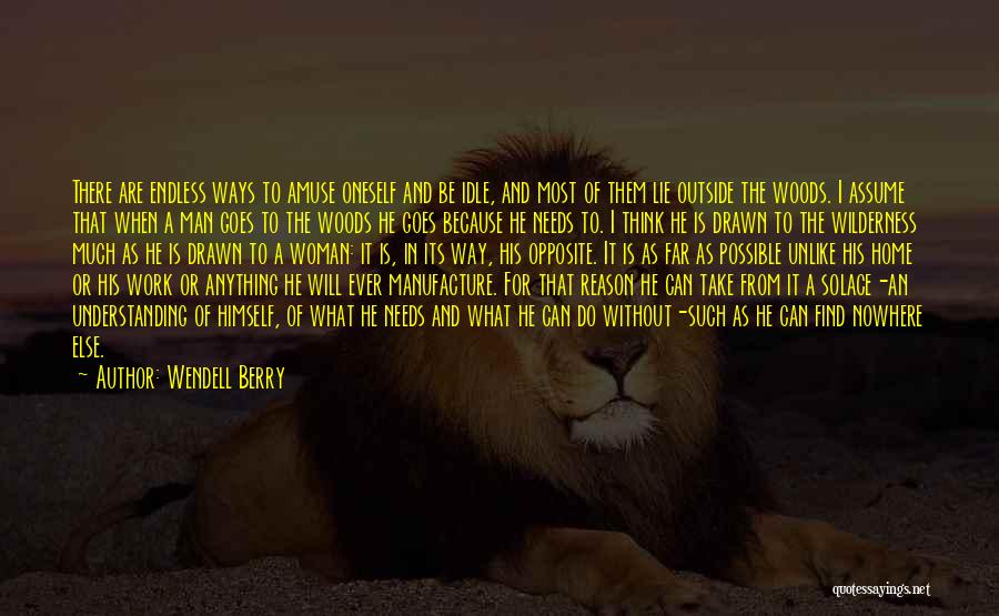 Wendell Berry Quotes: There Are Endless Ways To Amuse Oneself And Be Idle, And Most Of Them Lie Outside The Woods. I Assume