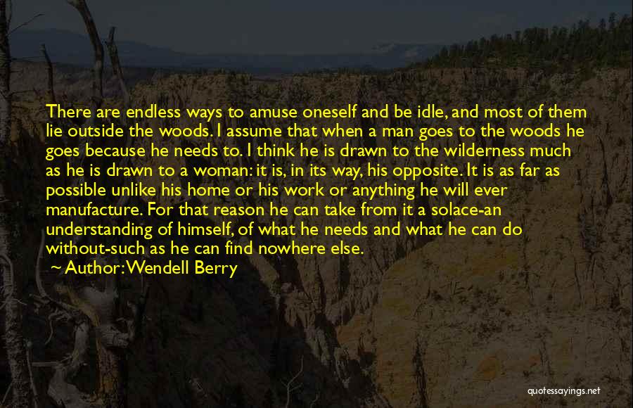 Wendell Berry Quotes: There Are Endless Ways To Amuse Oneself And Be Idle, And Most Of Them Lie Outside The Woods. I Assume