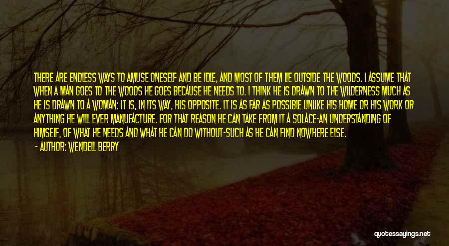 Wendell Berry Quotes: There Are Endless Ways To Amuse Oneself And Be Idle, And Most Of Them Lie Outside The Woods. I Assume