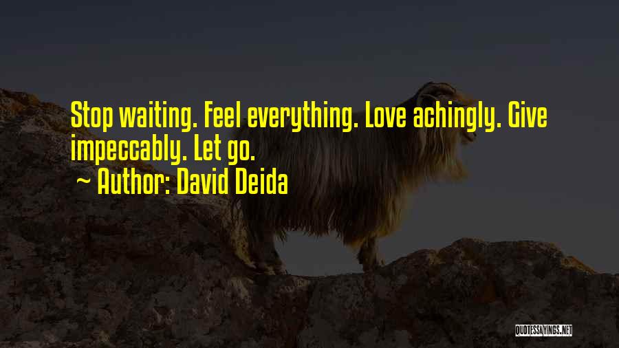 David Deida Quotes: Stop Waiting. Feel Everything. Love Achingly. Give Impeccably. Let Go.