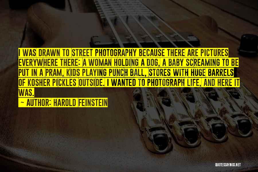 Harold Feinstein Quotes: I Was Drawn To Street Photography Because There Are Pictures Everywhere There: A Woman Holding A Dog, A Baby Screaming