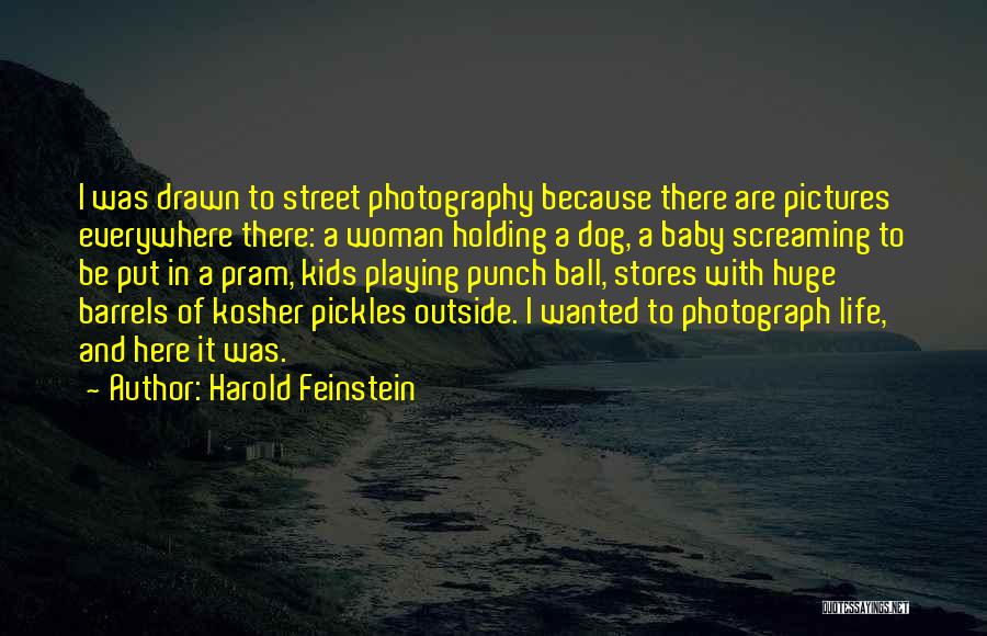 Harold Feinstein Quotes: I Was Drawn To Street Photography Because There Are Pictures Everywhere There: A Woman Holding A Dog, A Baby Screaming