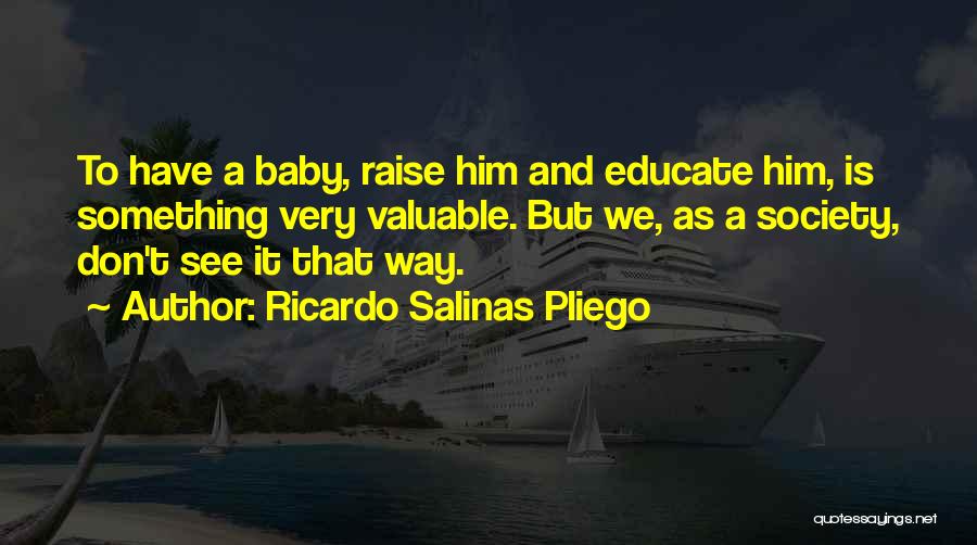 Ricardo Salinas Pliego Quotes: To Have A Baby, Raise Him And Educate Him, Is Something Very Valuable. But We, As A Society, Don't See