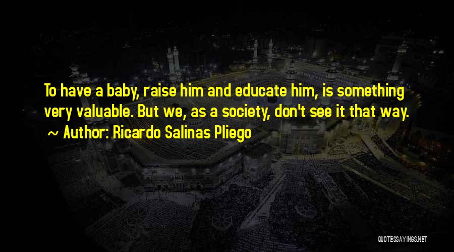 Ricardo Salinas Pliego Quotes: To Have A Baby, Raise Him And Educate Him, Is Something Very Valuable. But We, As A Society, Don't See