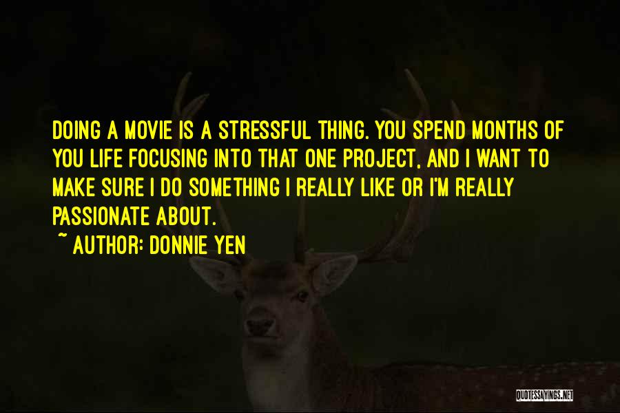 Donnie Yen Quotes: Doing A Movie Is A Stressful Thing. You Spend Months Of You Life Focusing Into That One Project, And I