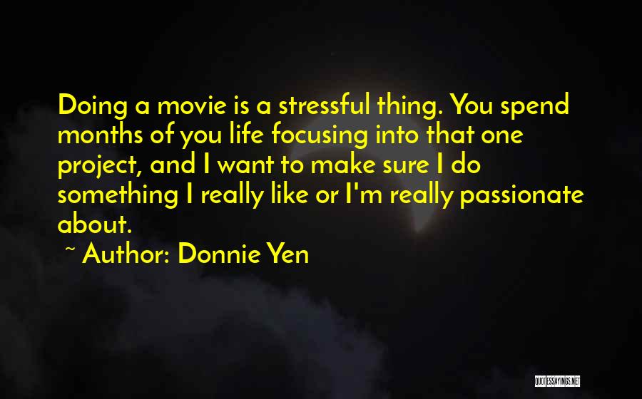Donnie Yen Quotes: Doing A Movie Is A Stressful Thing. You Spend Months Of You Life Focusing Into That One Project, And I
