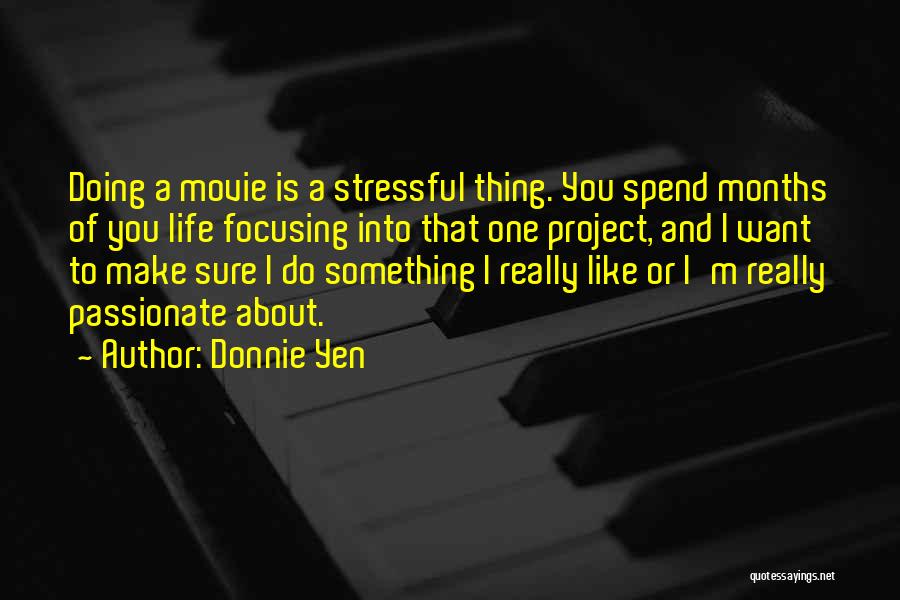 Donnie Yen Quotes: Doing A Movie Is A Stressful Thing. You Spend Months Of You Life Focusing Into That One Project, And I