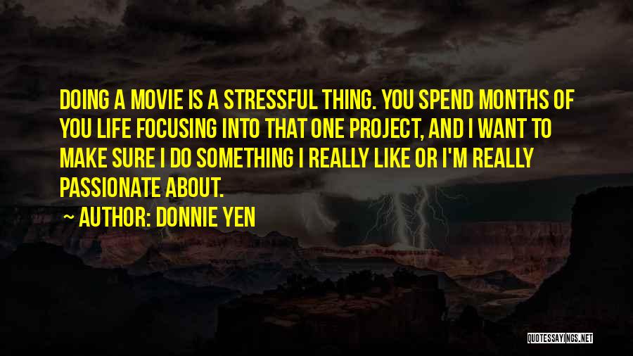 Donnie Yen Quotes: Doing A Movie Is A Stressful Thing. You Spend Months Of You Life Focusing Into That One Project, And I