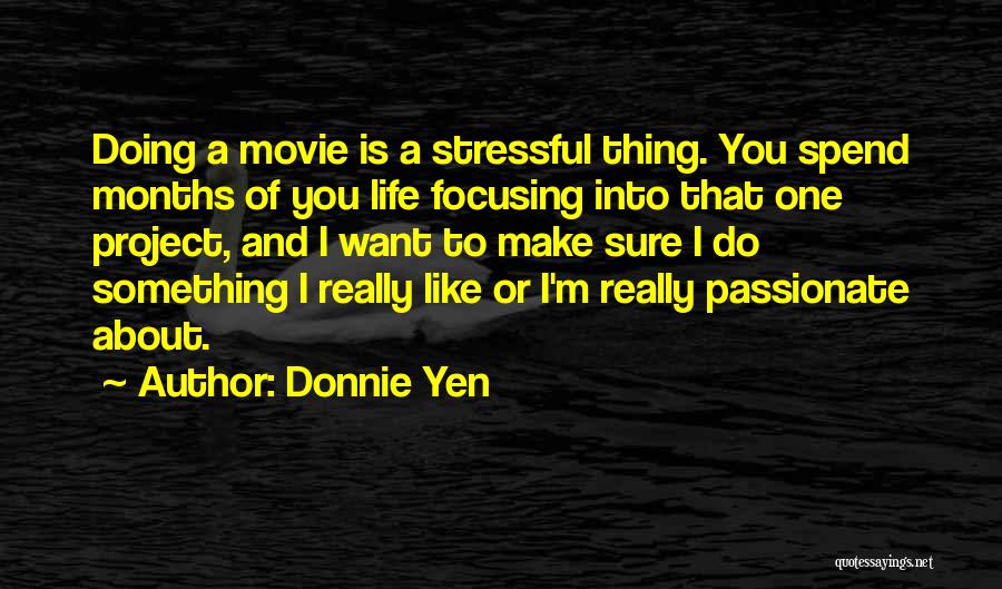 Donnie Yen Quotes: Doing A Movie Is A Stressful Thing. You Spend Months Of You Life Focusing Into That One Project, And I