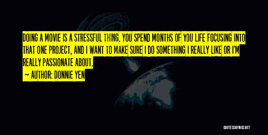 Donnie Yen Quotes: Doing A Movie Is A Stressful Thing. You Spend Months Of You Life Focusing Into That One Project, And I