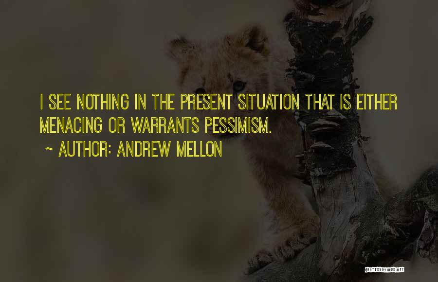 Andrew Mellon Quotes: I See Nothing In The Present Situation That Is Either Menacing Or Warrants Pessimism.