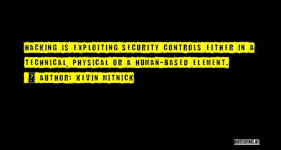 Kevin Mitnick Quotes: Hacking Is Exploiting Security Controls Either In A Technical, Physical Or A Human-based Element.