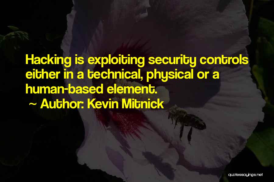 Kevin Mitnick Quotes: Hacking Is Exploiting Security Controls Either In A Technical, Physical Or A Human-based Element.