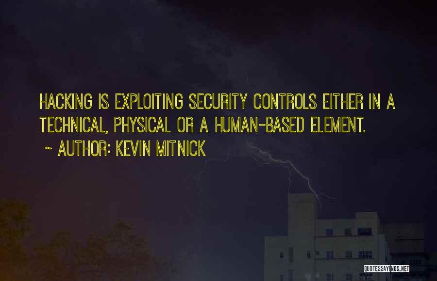 Kevin Mitnick Quotes: Hacking Is Exploiting Security Controls Either In A Technical, Physical Or A Human-based Element.