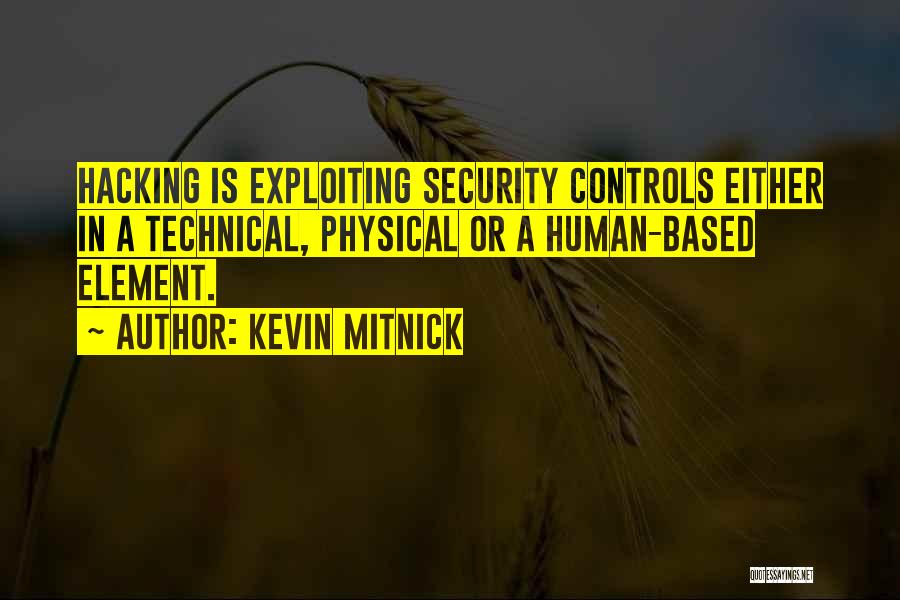 Kevin Mitnick Quotes: Hacking Is Exploiting Security Controls Either In A Technical, Physical Or A Human-based Element.
