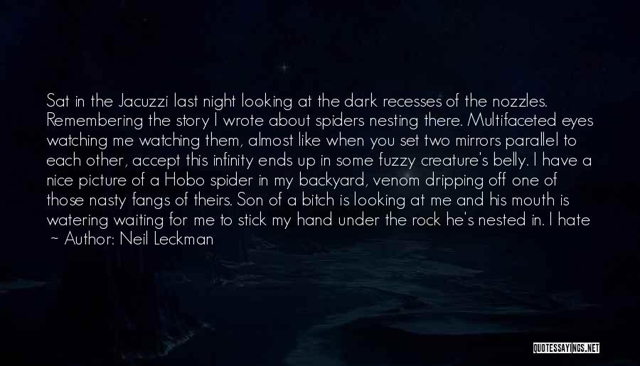 Neil Leckman Quotes: Sat In The Jacuzzi Last Night Looking At The Dark Recesses Of The Nozzles. Remembering The Story I Wrote About